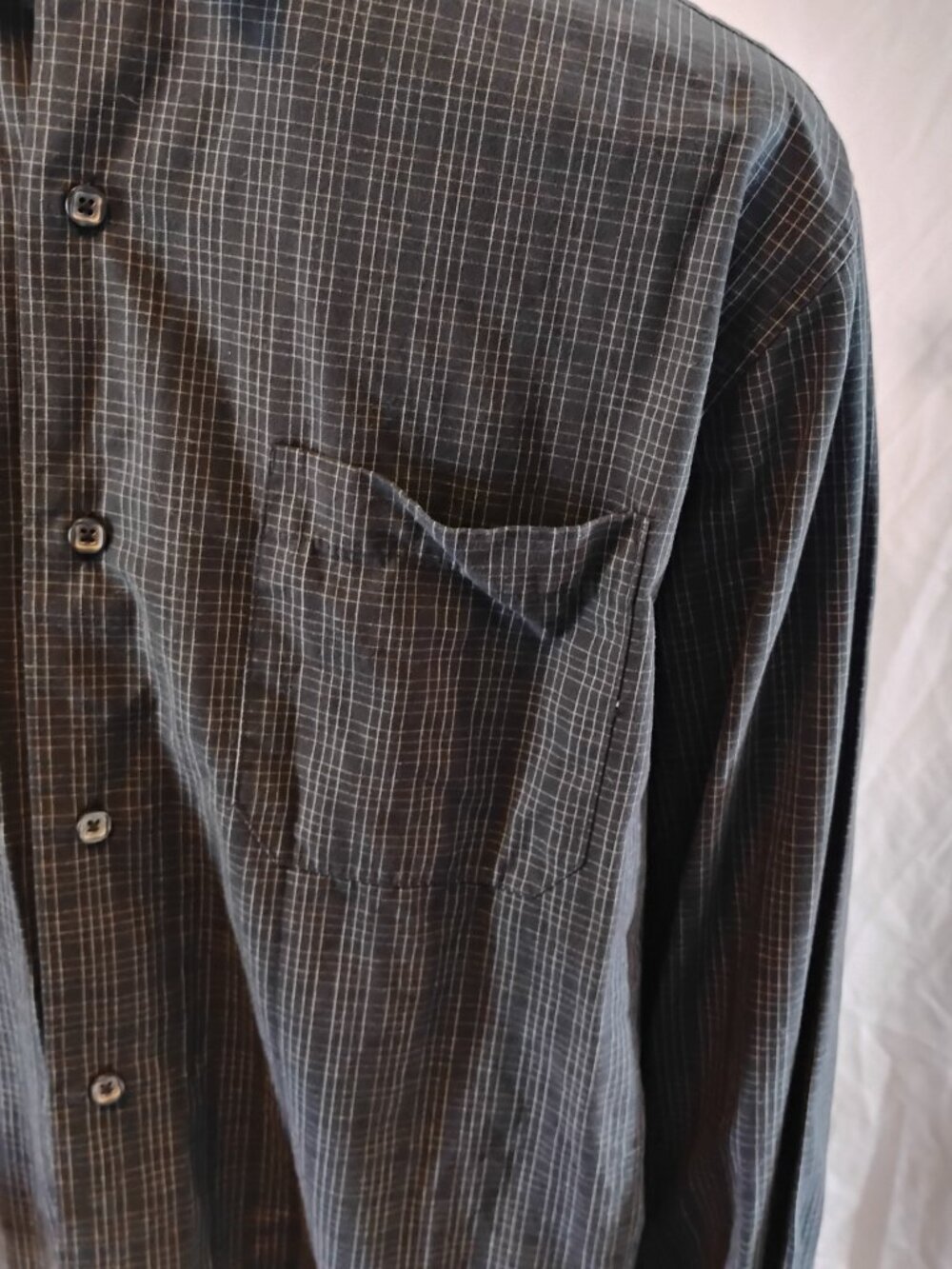Axist | Black & White Small Square Print Dress Shirt | Medium | Like New - Picture 3 of 8